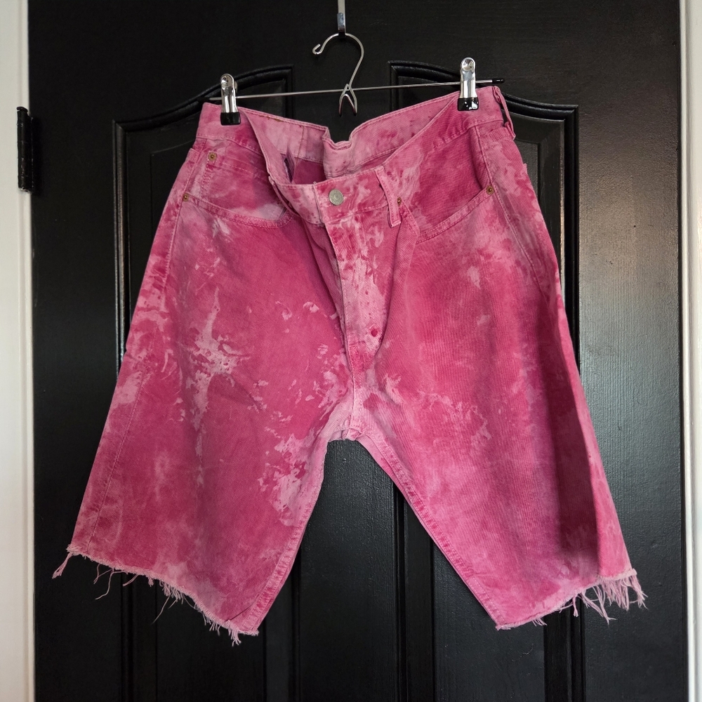Levi's 511 Slim Fit Pink Tie-Dye Distressed Cutoff Shorts
